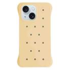 For iPhone 15 Plus Solid Color Holes Heat Dissipation PC Shockproof Phone Case(Yellow) - 1