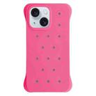 For iPhone 15 Solid Color Holes Heat Dissipation PC Shockproof Phone Case(Rose Red) - 1