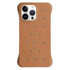 For iPhone 14 Pro Max Solid Color Holes Heat Dissipation PC Shockproof Phone Case(Brown) - 1