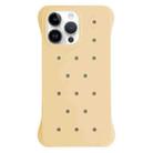 For iPhone 14 Pro Solid Color Holes Heat Dissipation PC Shockproof Phone Case(Yellow) - 1
