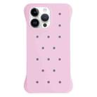 For iPhone 14 Pro Solid Color Holes Heat Dissipation PC Shockproof Phone Case(Pink) - 1