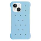 For iPhone 14 Plus Solid Color Holes Heat Dissipation PC Shockproof Phone Case(Light Blue) - 1