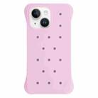 For iPhone 14 Solid Color Holes Heat Dissipation PC Shockproof Phone Case(Pink) - 1