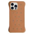 For iPhone 13 Pro Max Solid Color Holes Heat Dissipation PC Shockproof Phone Case(Brown) - 1
