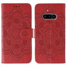 For Nothing Phone 3a Sun Mandala Embossing Pattern Phone Leather Case(Red) - 1