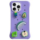 For iPhone 16 Pro Max Solid Color Holes DIY Fruit PC Shockproof Phone Case(Purple) - 1