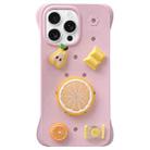 For iPhone 16 Pro Solid Color Holes DIY Fruit PC Shockproof Phone Case(Pink) - 1