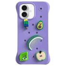 For iPhone 16 Plus Solid Color Holes DIY Fruit PC Shockproof Phone Case(Purple) - 1