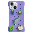 For iPhone 15 Solid Color Holes DIY Fruit PC Shockproof Phone Case(Purple) - 1