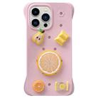 For iPhone 13 Pro Max Solid Color Holes DIY Fruit PC Shockproof Phone Case(Pink) - 1