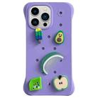 For iPhone 13 Pro Solid Color Holes DIY Fruit PC Shockproof Phone Case(Purple) - 1