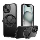 For iPhone 15 Gear 360 Rotation MagSafe Holder Phone Case(Black) - 1