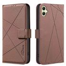 For Samsung Galaxy A06 Geometric Pattern RFID Leather Phone Case(Brown) - 1