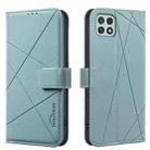 For Samsung Galaxy A22 5G Geometric Pattern RFID Leather Phone Case(Green) - 1