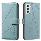 For Samsung Galaxy S21 FE 5G Geometric Pattern RFID Leather Phone Case(Green) - 1
