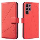 For Samsung Galaxy S21 Ultra 5G Geometric Pattern RFID Leather Phone Case(Red) - 1