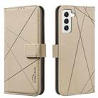 For Samsung Galaxy S22 5G Geometric Pattern RFID Leather Phone Case(Beige) - 1