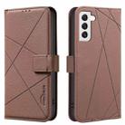For Samsung Galaxy S22+ 5G Geometric Pattern RFID Leather Phone Case(Brown) - 1