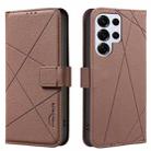 For Samsung Galaxy S24 Ultra 5G Geometric Pattern RFID Leather Phone Case(Brown) - 1