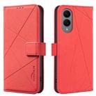 For Samsung Galaxy S25 Edge 5G Geometric Pattern RFID Leather Phone Case(Red) - 1