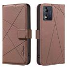 For Motorola Moto E13 4G Geometric Pattern RFID Leather Phone Case(Brown) - 1