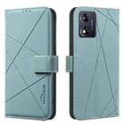 For Motorola Moto E13 4G Geometric Pattern RFID Leather Phone Case(Green) - 1