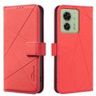 For Motorola Edge 40 Geometric Pattern RFID Leather Phone Case(Red) - 1