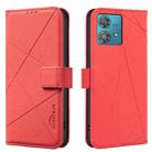 For Motorola Edge 40 Neo Geometric Pattern RFID Leather Phone Case(Red) - 1