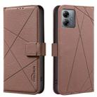 For Motorola Moto G14 4G / G54 5G EU Geometric Pattern RFID Leather Phone Case(Brown) - 1