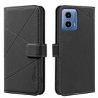 For Motorola Moto G34 5G Geometric Pattern RFID Leather Phone Case(Black) - 1