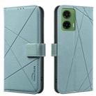 For Motorola Moto G35 5G Geometric Pattern RFID Leather Phone Case(Green) - 1