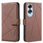 For OPPO A60 4G Geometric Pattern RFID Leather Phone Case(Brown) - 1