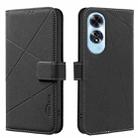 For OPPO A60 4G Geometric Pattern RFID Leather Phone Case(Black) - 1