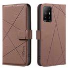 For OPPO A94 5G / F19 Pro+ / Reno5 Z 5G Geometric Pattern RFID Leather Phone Case(Brown) - 1