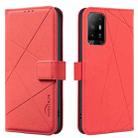 For OPPO A94 5G / F19 Pro+ / Reno5 Z 5G Geometric Pattern RFID Leather Phone Case(Red) - 1