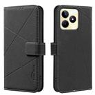 For Realme C53 Geometric Pattern RFID Leather Phone Case(Black) - 1