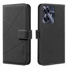 For Realme C55 Geometric Pattern RFID Leather Phone Case(Black) - 1