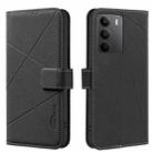 For Realme C75 4G Geometric Pattern RFID Leather Phone Case(Black) - 1