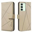 For Realme 14x 5G Geometric Pattern RFID Leather Phone Case(Beige) - 1