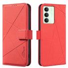 For Realme 14x 5G Geometric Pattern RFID Leather Phone Case(Red) - 1