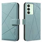For Realme 14x 5G Geometric Pattern RFID Leather Phone Case(Green) - 1