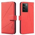 For Realme C71 4G Global Geometric Pattern RFID Leather Phone Case(Red) - 1
