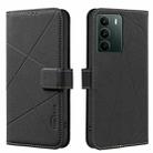 For Realme C71 4G Global Geometric Pattern RFID Leather Phone Case(Black) - 1