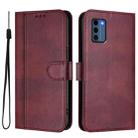 For Nokia C300 Line Splicing Buckle Retro Leather Phone Case(Wine Red) - 2