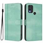 For Nokia C22 Line Splicing Buckle Retro Leather Phone Case(Mint Green) - 2