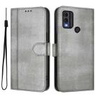 For Nokia C22 Line Splicing Buckle Retro Leather Phone Case(Grey) - 2