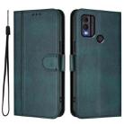 For Nokia C22 Line Splicing Buckle Retro Leather Phone Case(Dark Green) - 2