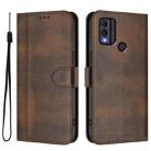 For Nokia C22 Line Splicing Buckle Retro Leather Phone Case(Brown) - 2