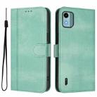 For Nokia C12 Line Splicing Buckle Retro Leather Phone Case(Mint Green) - 2