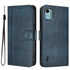 For Nokia C12 Line Splicing Buckle Retro Leather Phone Case(Dark Blue) - 2